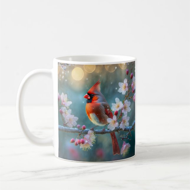 Hanfågel i månljus Körsbärsblom Kaffemugg (Vänster)