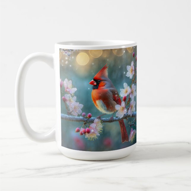 Hanfågel i månljus Körsbärsblom Kaffemugg (Vänster)