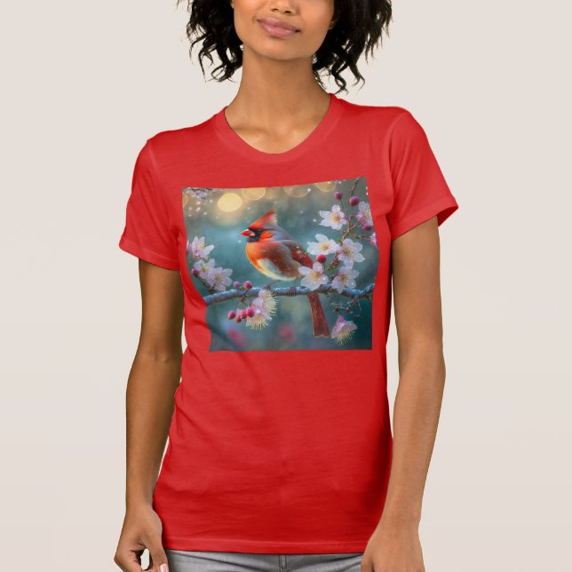 Hanfågel i månljus Körsbärsblom T Shirt (Framsida)