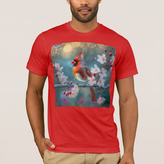 Hanfågel i månljus Körsbärsblom T Shirt (Framsida)