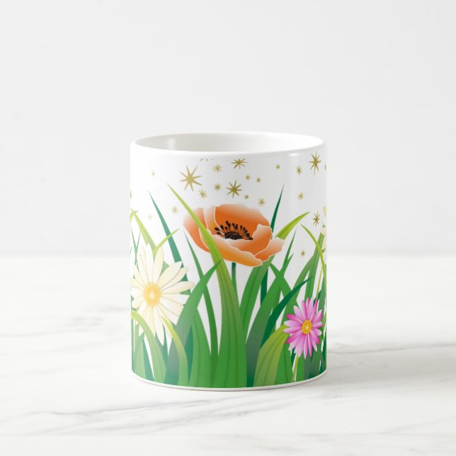 hänförd trädgård-blommigt-scen kaffemugg (Center)