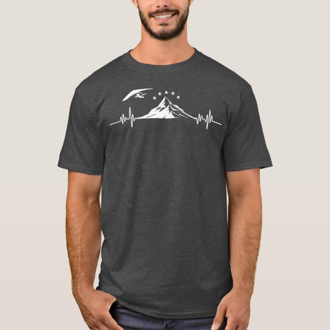 Hang Gliding Pilot Heartbeat Hang Glider EKG T Shirt (Framsida)
