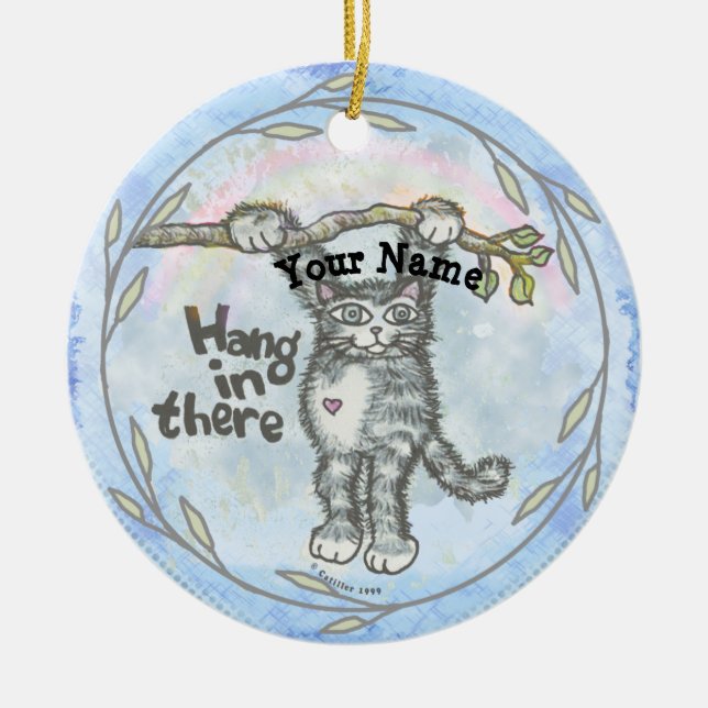 Häng Igen Katt   Julgransprydnad Keramik (Framsidan)