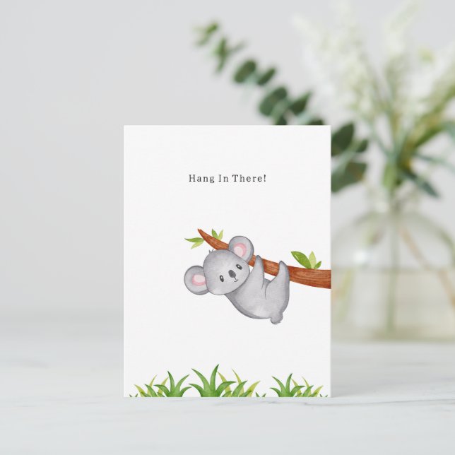 Hang In There Supportive Motivational Koala Card Vykort (Stående Fram)