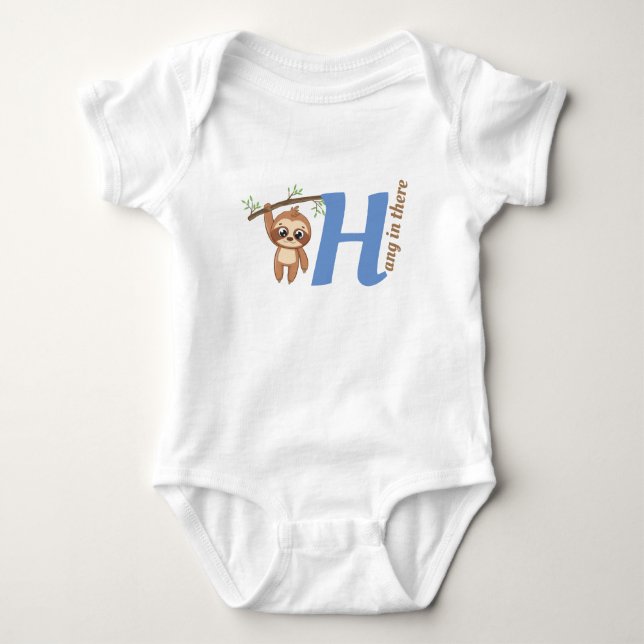 Häng kvar där | Cute Hanging Sloth Funny T Shirt (Framsida)