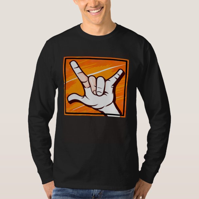 Hang Loose Surfer Hand Symbol T Shirt (Framsida)