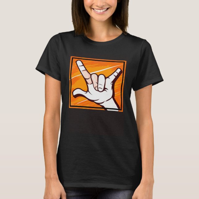 Hang Loose Surfer Hand Symbol T Shirt (Framsida)