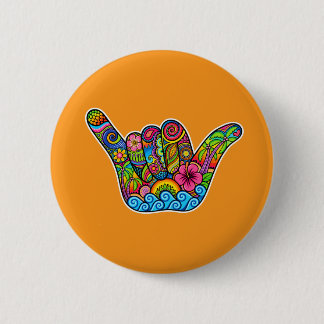 Häng Löst Shaka Hand Retro Surf Våg Art Knapp