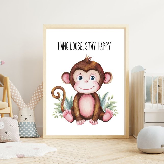 Häng Löst, Var Glad - Babyapa Plantskola Väggdekor Poster (Skapare uppladdad)