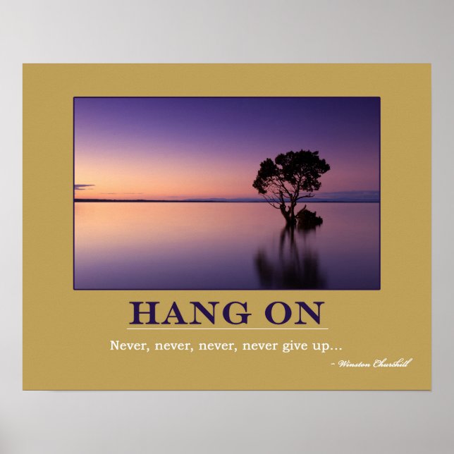 HANG ON Motivation Quote Poster (Framsidan)
