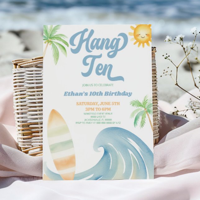 Hang Ten Beach Surf 10-årsfest Inbjudningar (Skapare uppladdad)