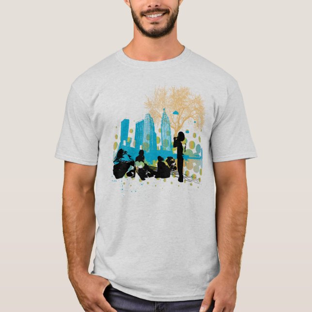 hänga ut med gang2en på den mönstrade skjortan t-shirt (Framsida)