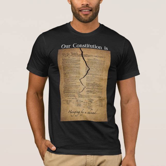 Hänga vid en tråd på den svart skjortan t shirt (Framsida)