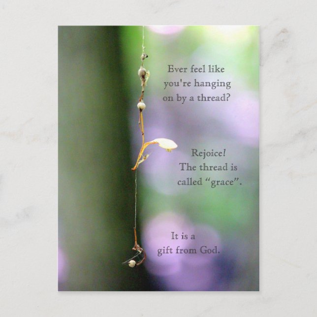 Hänga vid en tråd vykort (Framsida)