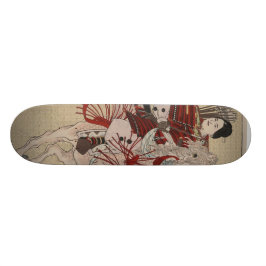 Hangakujo kvinnlig Samurai circa 1885 Old School Skateboard Bräda 18 Cm