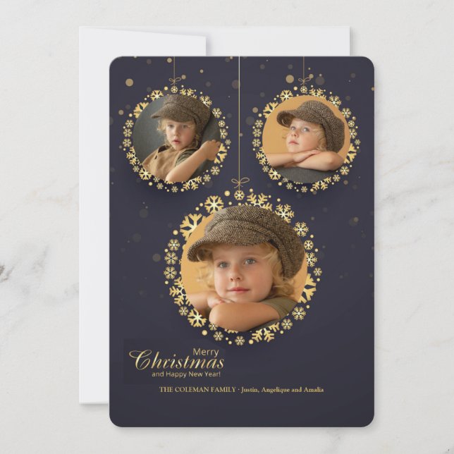 Hängande 3-foto-Helgdag-kort för prydnadsföremål Julkort (Framsida)