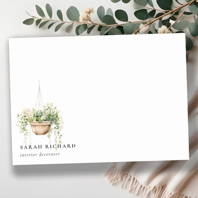 Hängande Blommigt House Plants Watercolor Botanica Anteckningskort (Skapare uppladdad)
