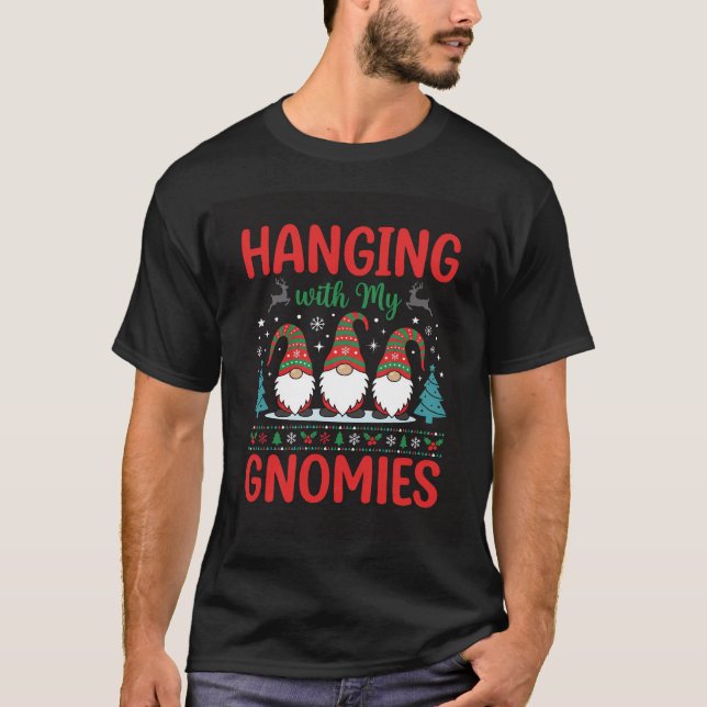 Hängande Gnomies Jul Tomte T Shirt (Framsida)