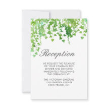 Hängande grönska Bröllopsmottagning Info Kort
