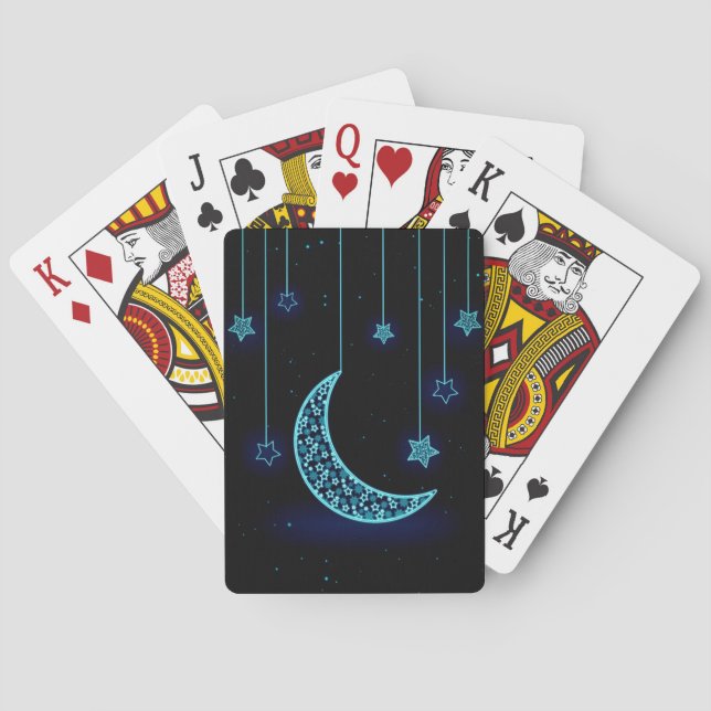 Hängande halvmånsstjärnor i måne casinokort (Baksidan)