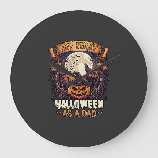 Hängande häxor Halloween Flygande häxa Spökhus Stor Klocka (Framsida)
