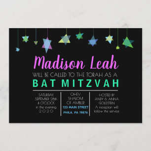 HÄNGANDE HEBRÉISK Mitzvah för BREVfladdermösspub Inbjudningar