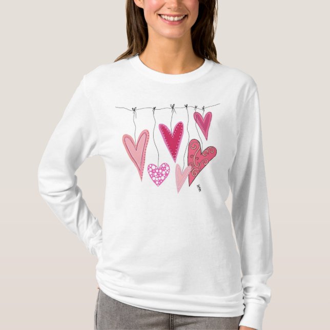 Hängande hörn - Röd och Rosa T Shirt (Framsida)