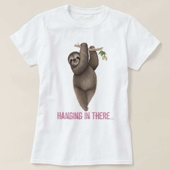 Hängande inne - Hängande Sloth T Shirt (Design framsida)