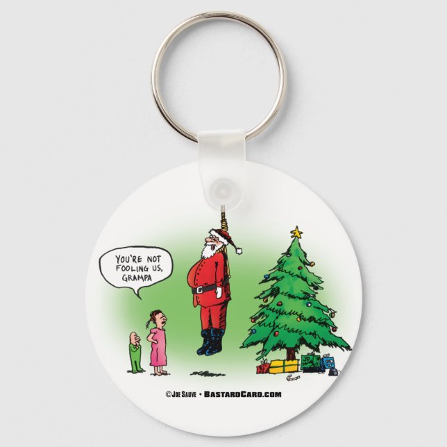 Hängande Jul Tomte Twisted Tecknad Film Nyckelring (Framsida)
