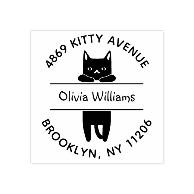 Hängande kattunge seriekattsälskare returadress stämpel (Tryck)