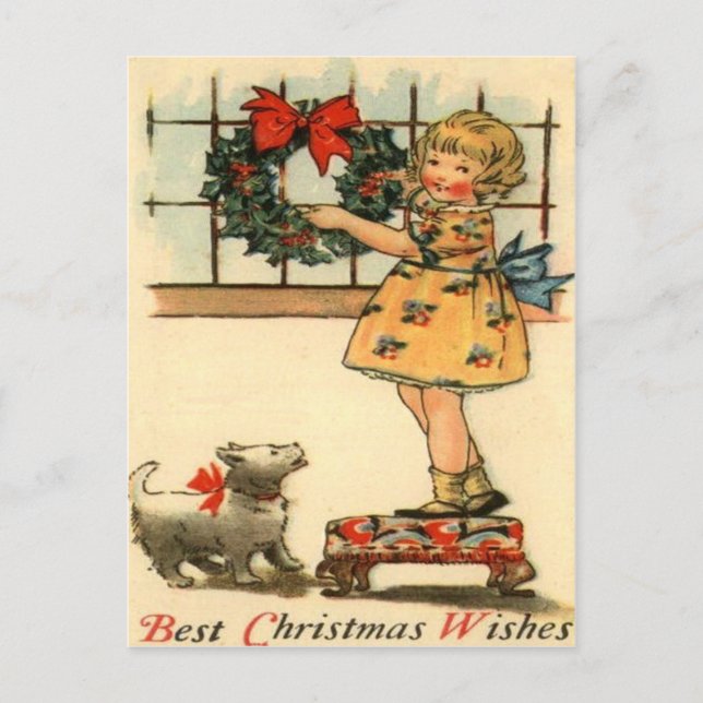 Hängande kran för flicka vykort (Framsida)