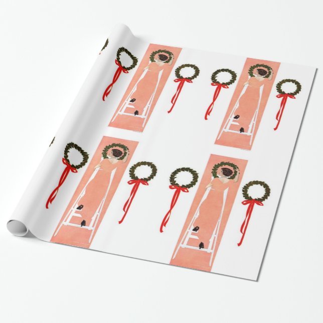 Hängande kransar presentpapper (Utrullad)