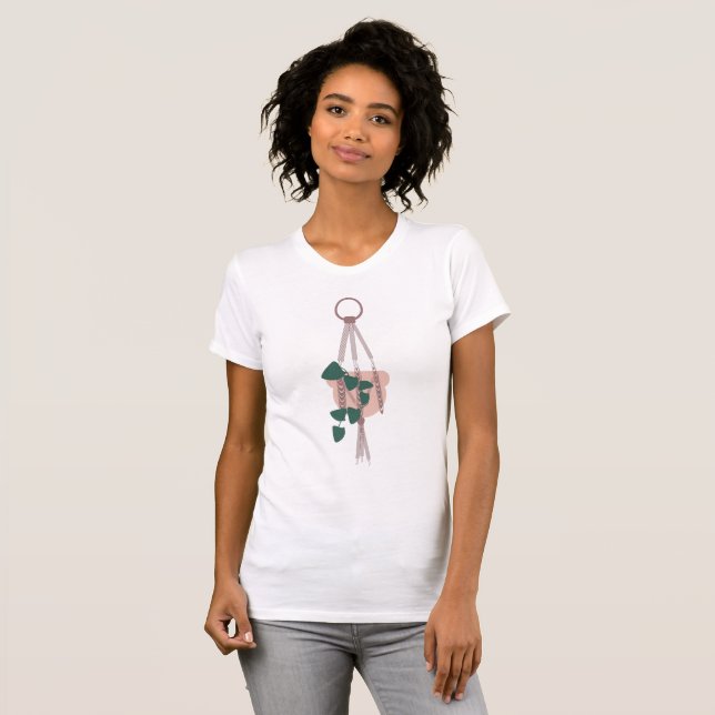Hängande krukmakarnät Jungle Hus Växter T Shirt (Hel framsida)