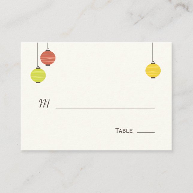 Hängande Lanternor Bröllop-monteringskort Placeringskort (Framsida)