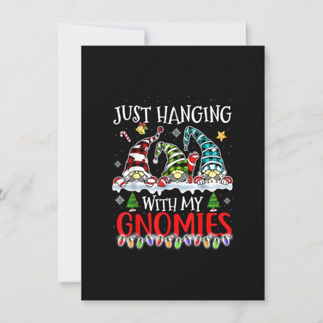 Hängande med min Gnomies Gnomes Jul Inbjudningar (Framsida)