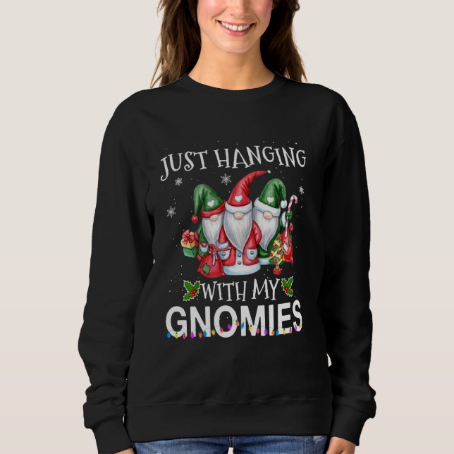 Hängande med min Gnomies jultomten Gnome Xma T Shirt (Framsida)