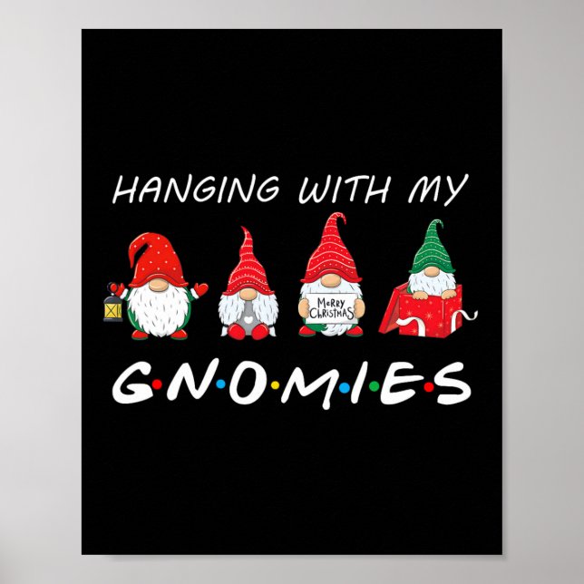 Hängande med min Gnomies Roligt Gnome Friend-jul Poster (Framsidan)