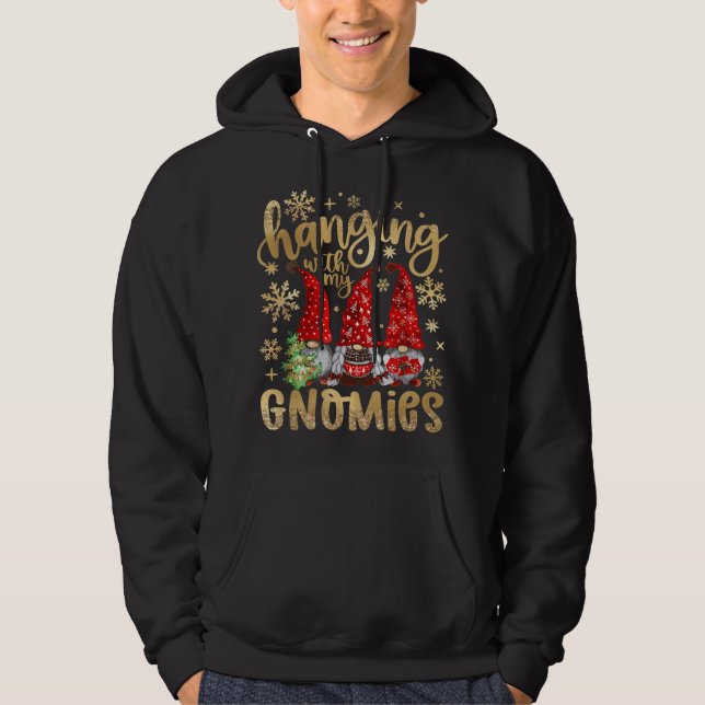 Hängande med min Gnomies Santa Cute Gnome-jul Hoodie (Framsida)