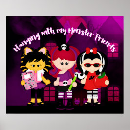 Hängande med min monster Friends Halloween Poster