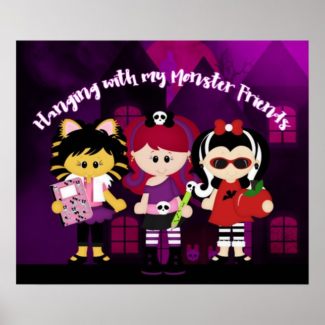 Hängande med min monster Friends Halloween Poster (Framsidan)