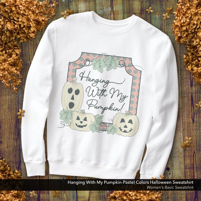 Hängande med min Pumpkin-Pastel Färg Halloween T Shirt (Hanging With My Pumpkin-Pastel Colors Halloween Sweatshirt)