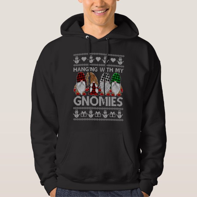 Hängande med mina drömmar Julgrum Gnomes Ugly Hoodie (Framsida)