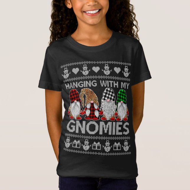 Hängande med mina drömmar Julgrum Gnomes Ugly T Shirt (Framsida)