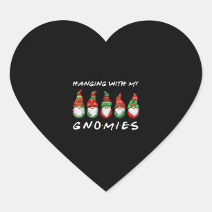 Hängande med mina Gnomies Gnome Friend-jul Hjärtformat Klistermärke