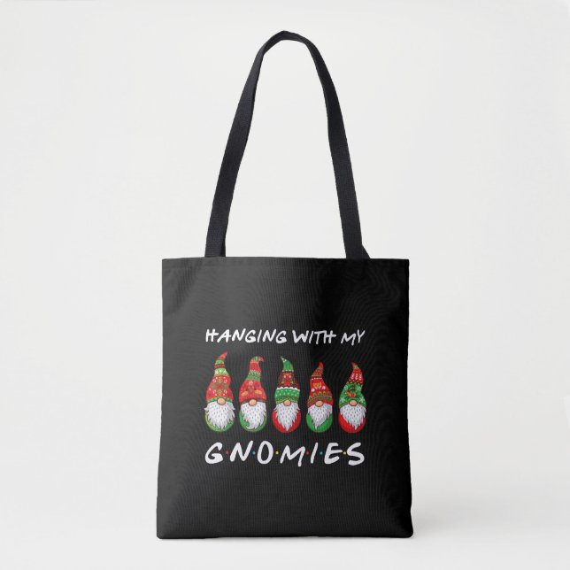Hängande med mina Gnomies Gnome Friend-jul Tygkasse (Framsida)