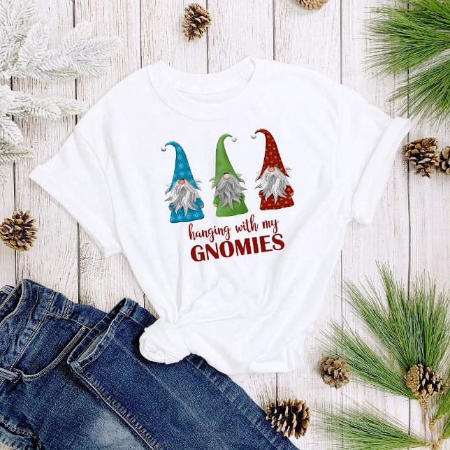Hängande med mina Gnomies Gnome-julkvinnor T Shirt (Skapare uppladdad)