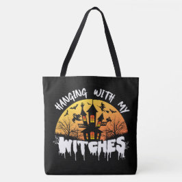 Hängande med mina häxor Halloween Tote Bag Tygkasse