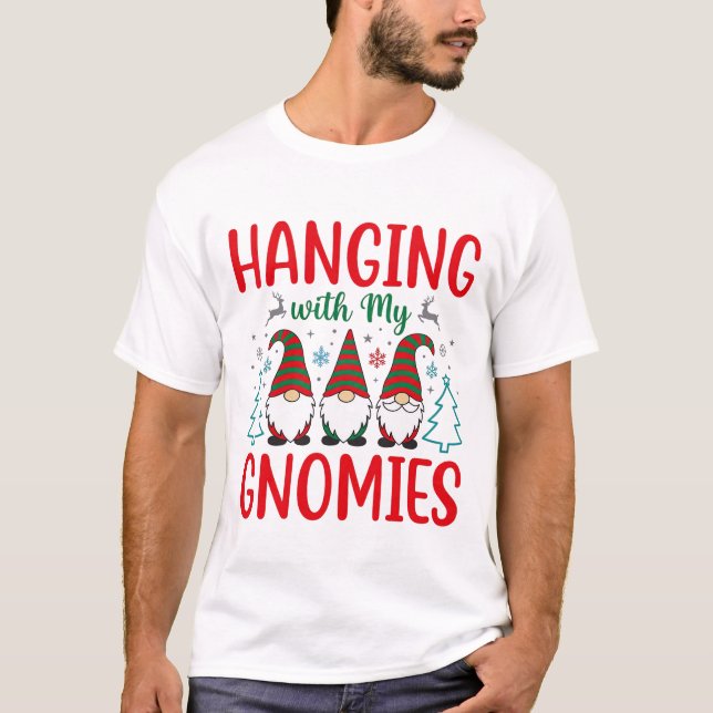 Hängande Med Mina Tomtar Jul Tomte T Shirt (Framsida)
