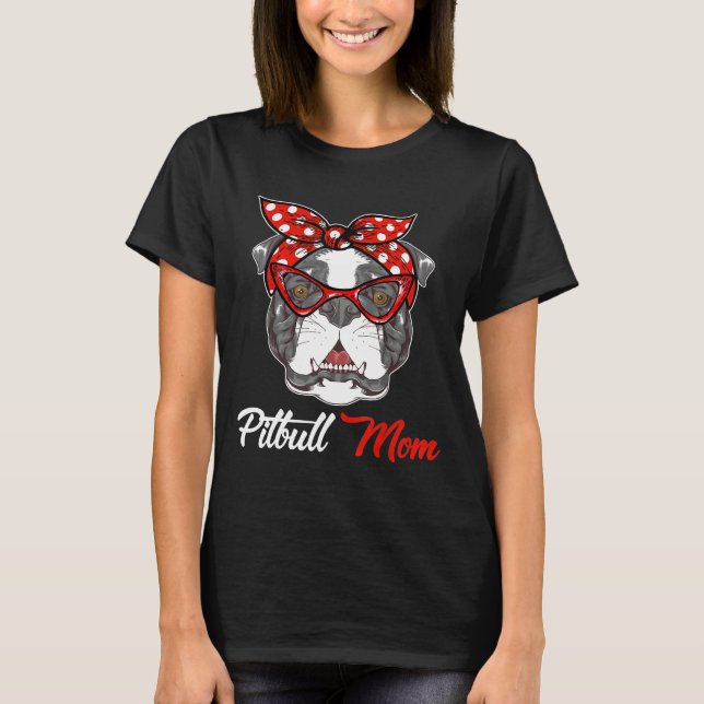 Hängande med Pitbull Mamma Bära Bandana T Shirt (Framsida)