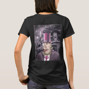 Hängande med svart T-shirt bakåt på hydeskvinna